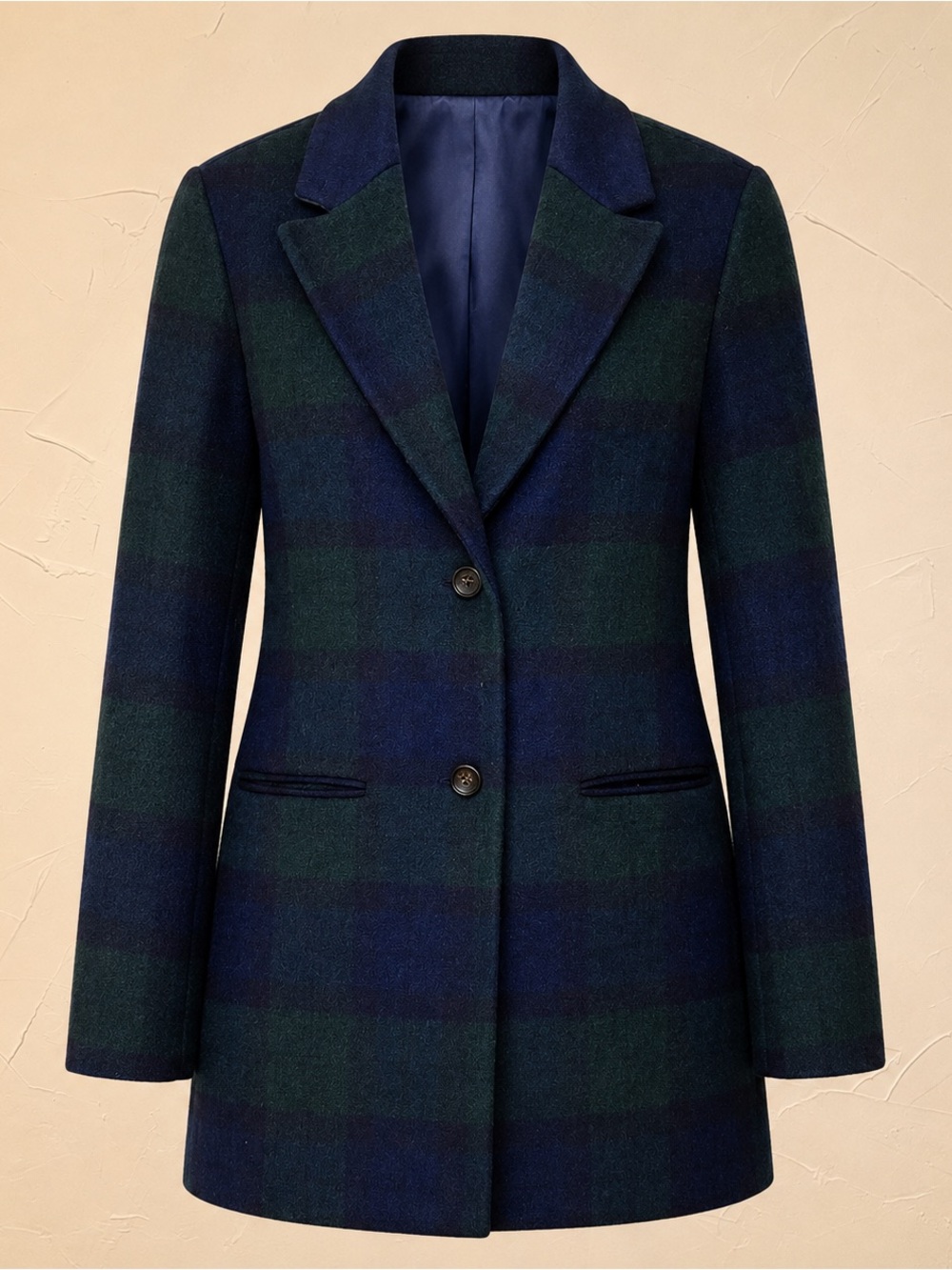 NWT Joules Costello Wool Coat 4 Black Watch Plaid Preppy Dark Academia Heritage